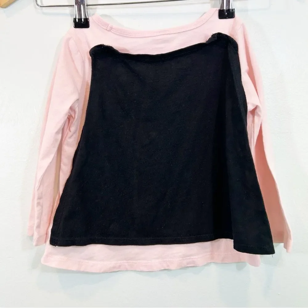 Baby Gap Pink and Black Velvet Bat Girl 2T Halloween Cape Shirt Top